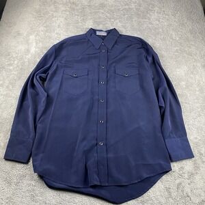 Lavana USA Dress Shirt Snap Buttons Mens Large Blue Long Sleeve‎